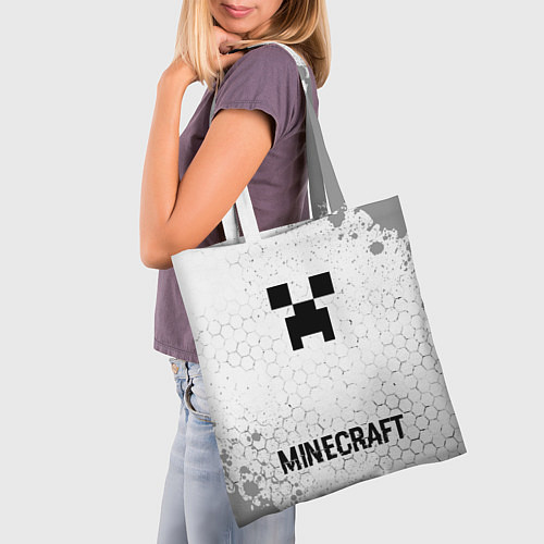 Сумка-шоппер Minecraft glitch на светлом фоне: символ, надпись / 3D-принт – фото 3