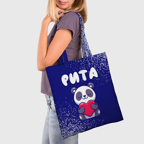 Сумка-шоппер Рита панда с сердечком / 3D-принт – фото 3