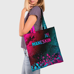 Сумка-шопер Maneskin - neon gradient: символ сверху, цвет: 3D-принт — фото 2