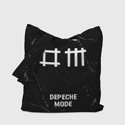 Сумка-шопер Depeche Mode glitch на темном фоне: символ, надпис, цвет: 3D-принт
