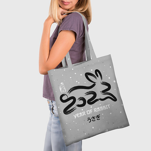 Сумка-шоппер Черный водяной кролик 2023 / 3D-принт – фото 3