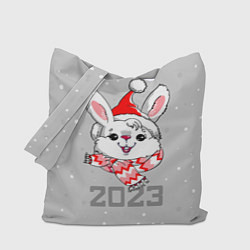 Сумка-шопер Белый кролик в шарфе 2023, цвет: 3D-принт