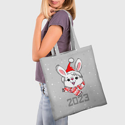 Сумка-шопер Белый кролик в шарфе 2023, цвет: 3D-принт — фото 2