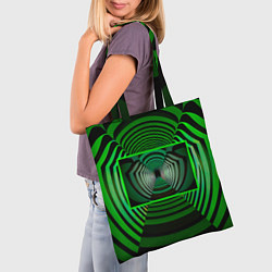 Сумка-шопер Зелёный туннель - оптическая иллюзия, цвет: 3D-принт — фото 2