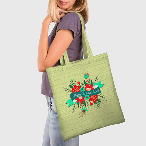 Сумка-шоппер Happy Mothers Day - букет / 3D-принт – фото 3