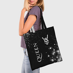 Сумка-шопер Queen и рок символ на темном фоне, цвет: 3D-принт — фото 2