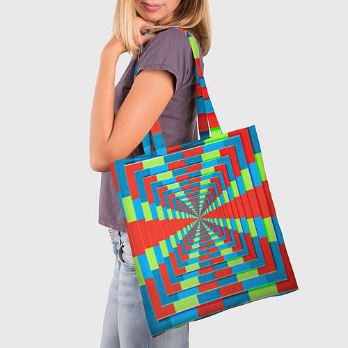 Сумка-шоппер Разноцветный туннель - оптическая иллюзия / 3D-принт – фото 3