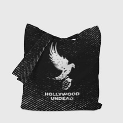 Сумка-шопер Hollywood Undead с потертостями на темном фоне, цвет: 3D-принт