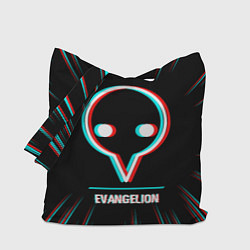 Сумка-шопер Символ Evangelion в стиле glitch на темном фоне, цвет: 3D-принт