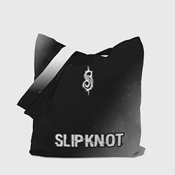 Сумка-шопер Slipknot glitch на темном фоне: символ, надпись, цвет: 3D-принт