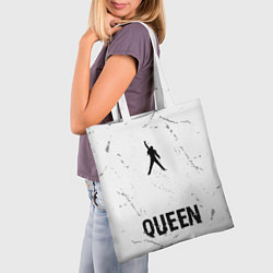 Сумка-шопер Queen glitch на светлом фоне: символ, надпись, цвет: 3D-принт — фото 2