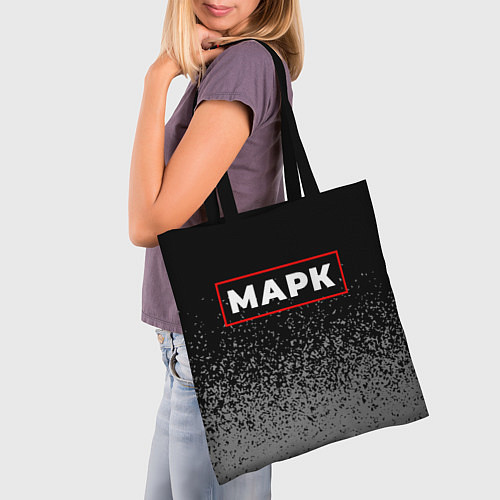 Сумка-шоппер Марк - в красной рамке на темном / 3D-принт – фото 3