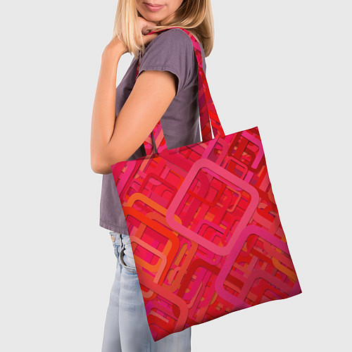 Сумка-шоппер Красные абстрактные геометрические ромбы / 3D-принт – фото 3