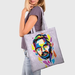 Сумка-шопер Портрет Тома Харди в геометрическом стиле, цвет: 3D-принт — фото 2