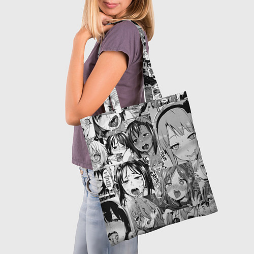 Сумка-шоппер Ахегао паттерн / 3D-принт – фото 3