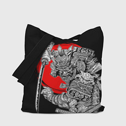 Сумка-шопер Самурай с мечом на черном фоне, цвет: 3D-принт