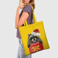 Сумка-шопер Криповый енот-санта с подарком, цвет: 3D-принт — фото 2
