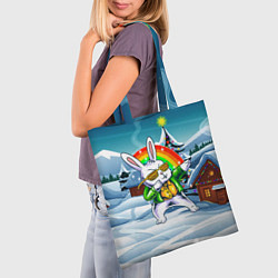 Сумка-шопер Крутой заяц - новый год, цвет: 3D-принт — фото 2