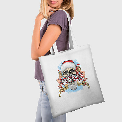 Сумка-шоппер Merry Christmas Санта Хипстер / 3D-принт – фото 3