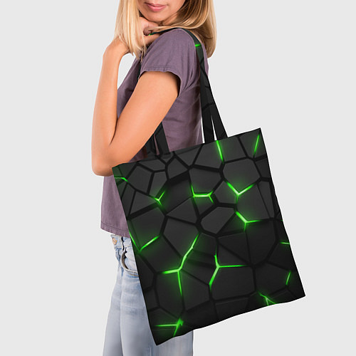 Сумка-шоппер Green neon steel / 3D-принт – фото 3