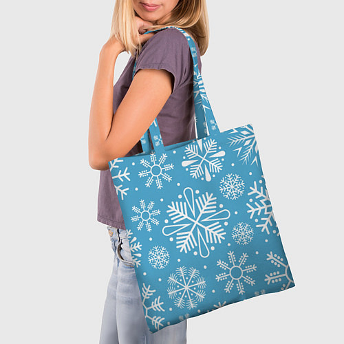 Сумка-шоппер Snow in blue / 3D-принт – фото 3