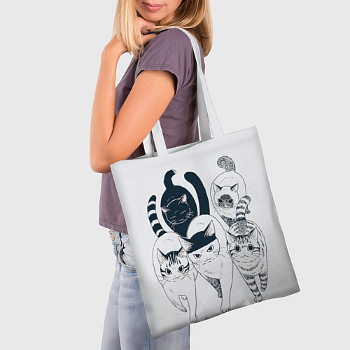 Сумка-шоппер Любопытные кошки / 3D-принт – фото 3
