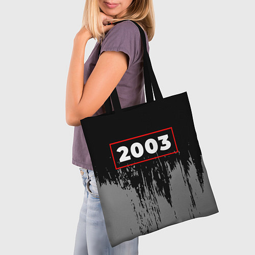 Сумка-шоппер 2003 - в красной рамке на темном / 3D-принт – фото 3