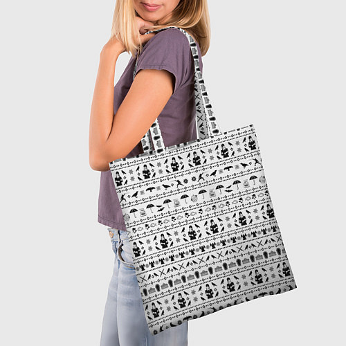 Сумка-шоппер Black pattern Wednesday Addams / 3D-принт – фото 3