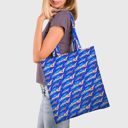 Сумка-шоппер Плывущие девушки на синем / 3D-принт – фото 3