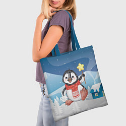 Сумка-шопер Новогодний пингвин, цвет: 3D-принт — фото 2