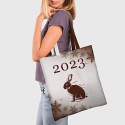 Сумка-шопер Кролик 2023 силуэт на светлом, цвет: 3D-принт — фото 2