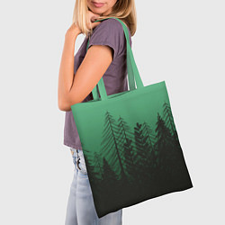 Сумка-шопер Зелёный туманный лес, цвет: 3D-принт — фото 2