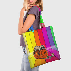 Сумка-шопер Енот привязан к бочке с тнт, цвет: 3D-принт — фото 2