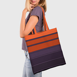 Сумка-шопер Полосатый фиолетово-оранжевый узор, цвет: 3D-принт — фото 2