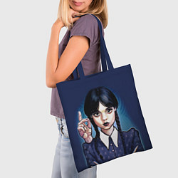 Сумка-шопер Дочь Аддамсов - Уэнсдэй с рукой, цвет: 3D-принт — фото 2