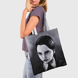Сумка-шопер Уэнсдэй портрет, цвет: 3D-принт — фото 2