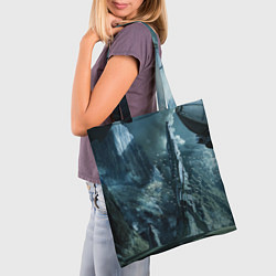 Сумка-шопер Сай-фай тёмные горы и корабль, цвет: 3D-принт — фото 2