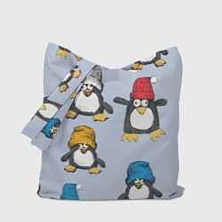 Сумка-шопер Смешные пингвины, цвет: 3D-принт