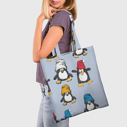 Сумка-шопер Смешные пингвины, цвет: 3D-принт — фото 2