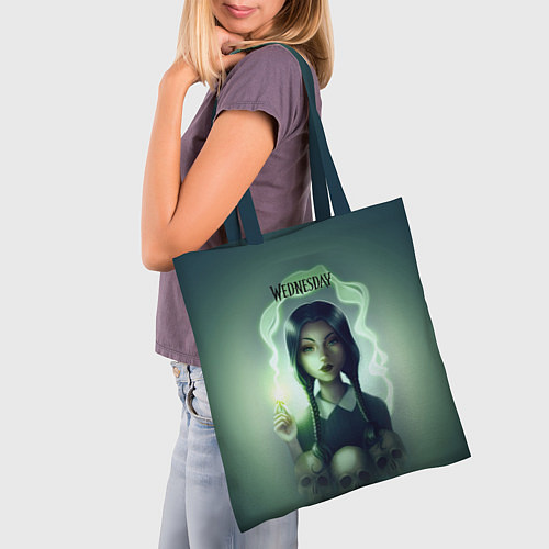 Сумка-шоппер Уэнсдэй poster art / 3D-принт – фото 3