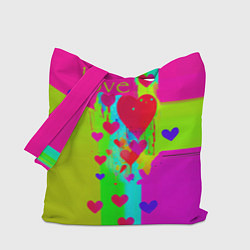 Сумка-шопер Love сердечки, цвет: 3D-принт