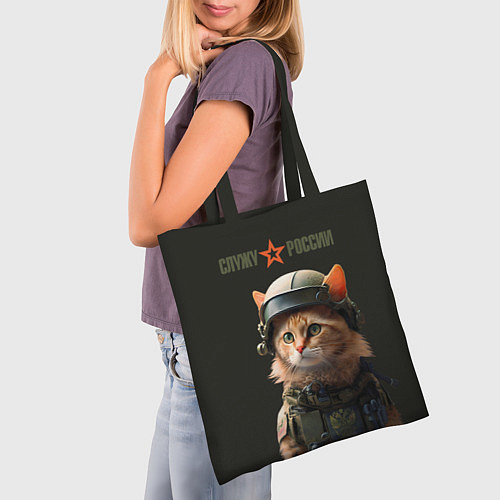 Сумка-шоппер Рыжий котенок солдат / 3D-принт – фото 3