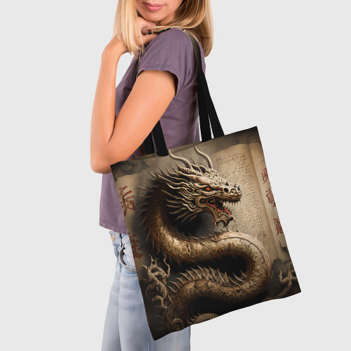Сумка-шоппер Китайский дракон с открытой пастью / 3D-принт – фото 3