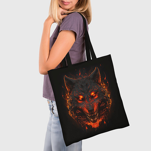 Сумка-шоппер Морда огненного волка / 3D-принт – фото 3