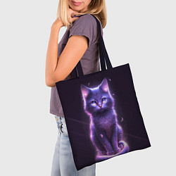 Сумка-шопер Неоновый котик в лесу, цвет: 3D-принт — фото 2