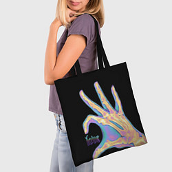 Сумка-шопер Сердечко правой рукой - неоновый рентген, цвет: 3D-принт — фото 2