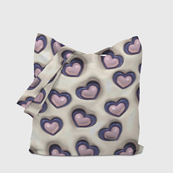 Сумка-шопер Сердечки объемные вдавленные - паттерн, цвет: 3D-принт
