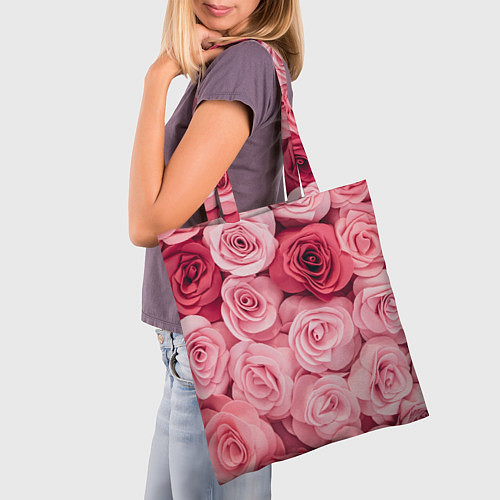 Сумка-шоппер Чайная пыльная роза - нежно розовый цветок / 3D-принт – фото 3