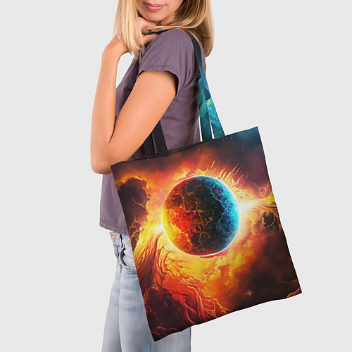 Сумка-шоппер Планета в огненном космосе / 3D-принт – фото 3