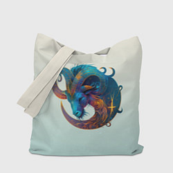 Сумка-шопер Козерог на приятном светлом фоне, цвет: 3D-принт